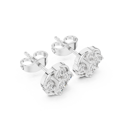 Diamond Spiraling Petal Vortex Stud Earrings