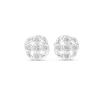 Diamond Spiraling Petal Vortex Stud Earrings