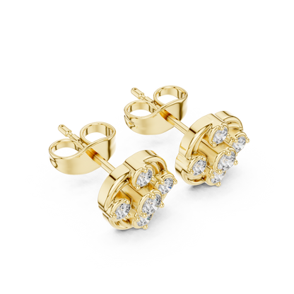 Diamond Spiraling Petal Vortex Stud Earrings