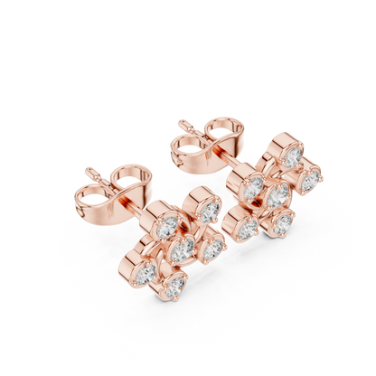 Diamond Pinwheel Floral Stud Earrings
