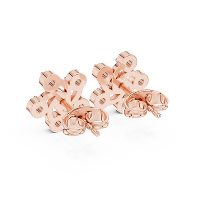 Diamond Pinwheel Floral Stud Earrings