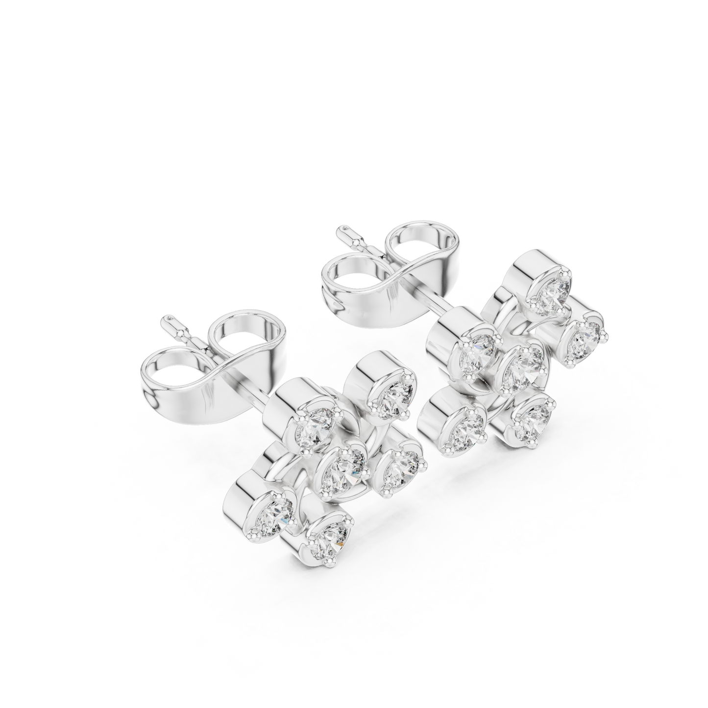 Diamond Pinwheel Floral Stud Earrings