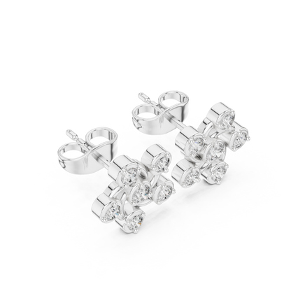 Diamond Pinwheel Floral Stud Earrings