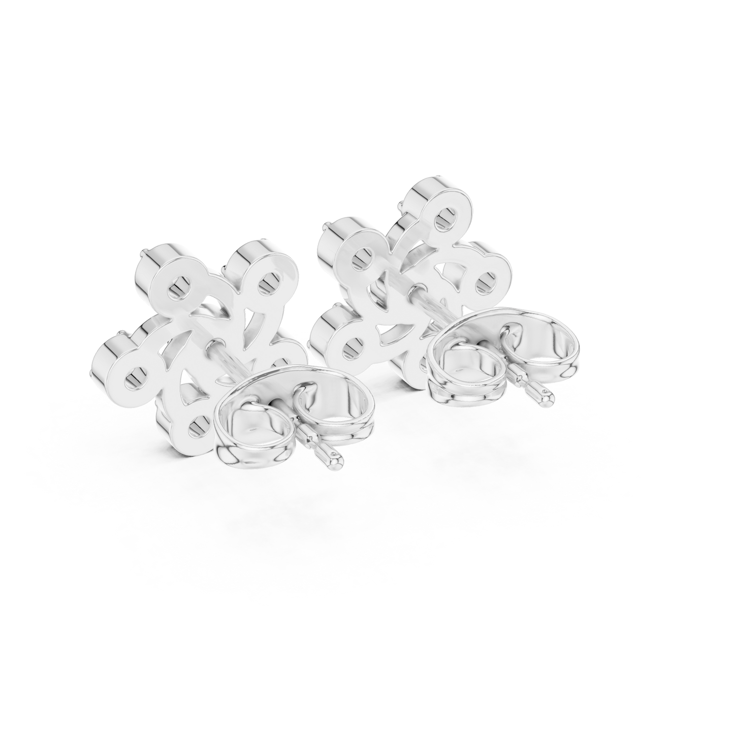 Diamond Pinwheel Floral Stud Earrings