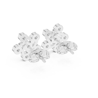 Diamond Pinwheel Floral Stud Earrings