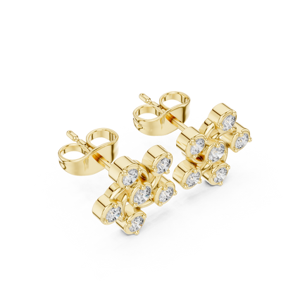 Diamond Pinwheel Floral Stud Earrings