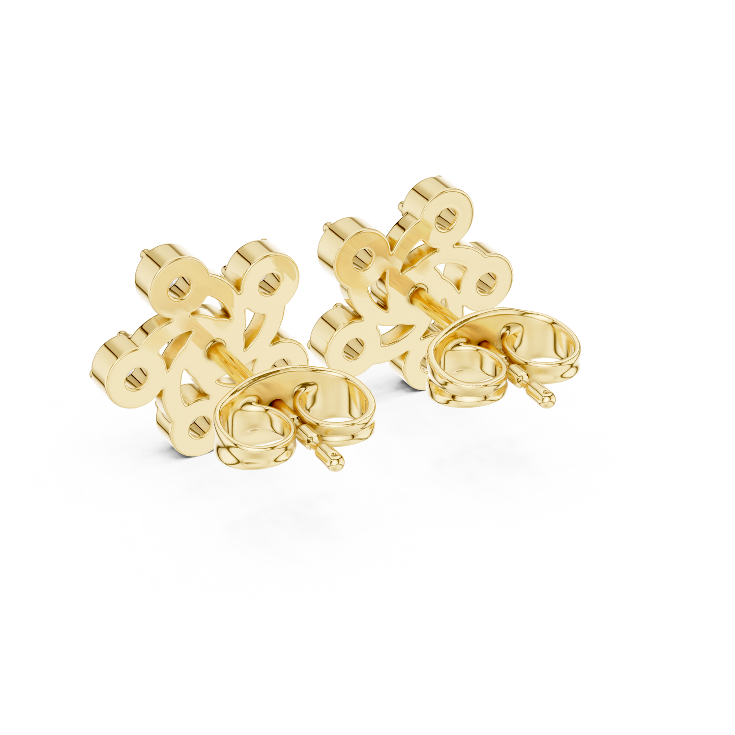 Diamond Pinwheel Floral Stud Earrings
