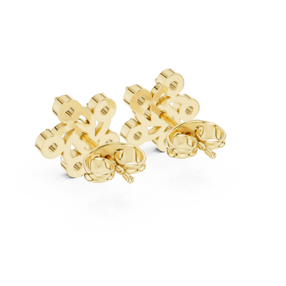 Diamond Pinwheel Floral Stud Earrings