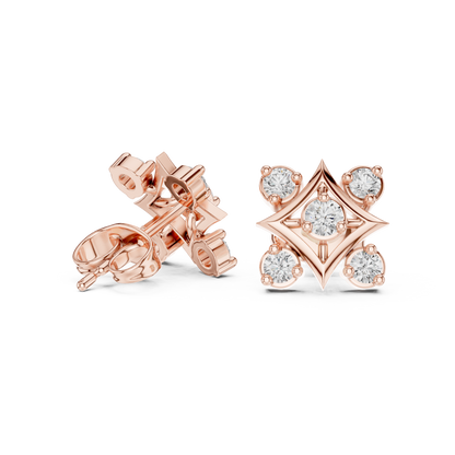 Diamond Compass Starburst Geometric Studs