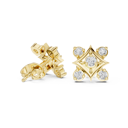 Diamond Compass Starburst Geometric Studs