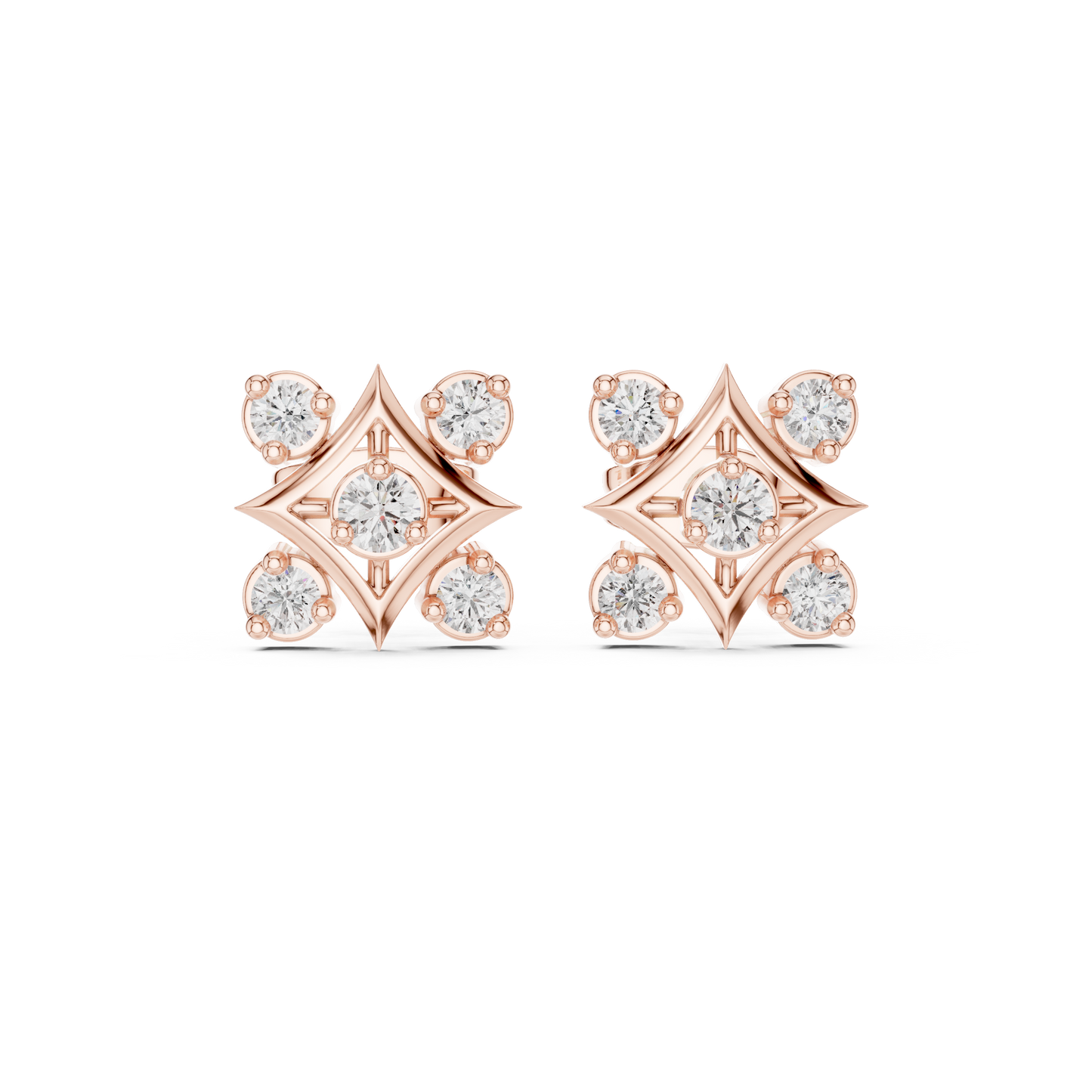 Diamond Compass Starburst Geometric Studs