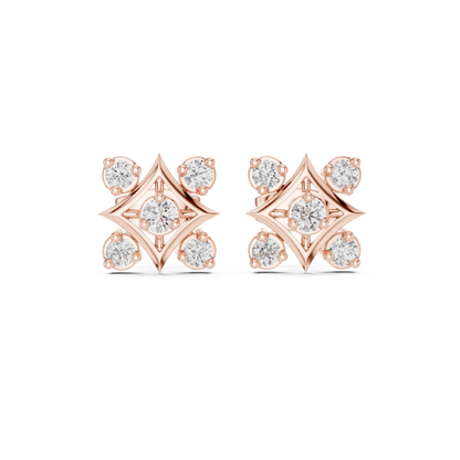 Diamond Compass Starburst Geometric Studs