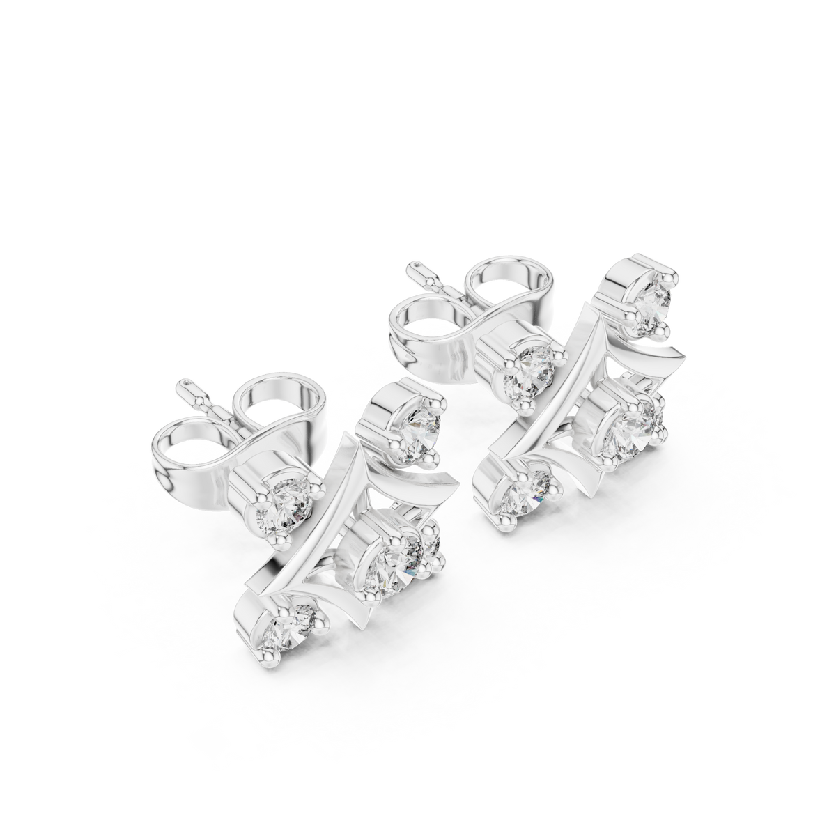 Diamond Compass Starburst Geometric Studs