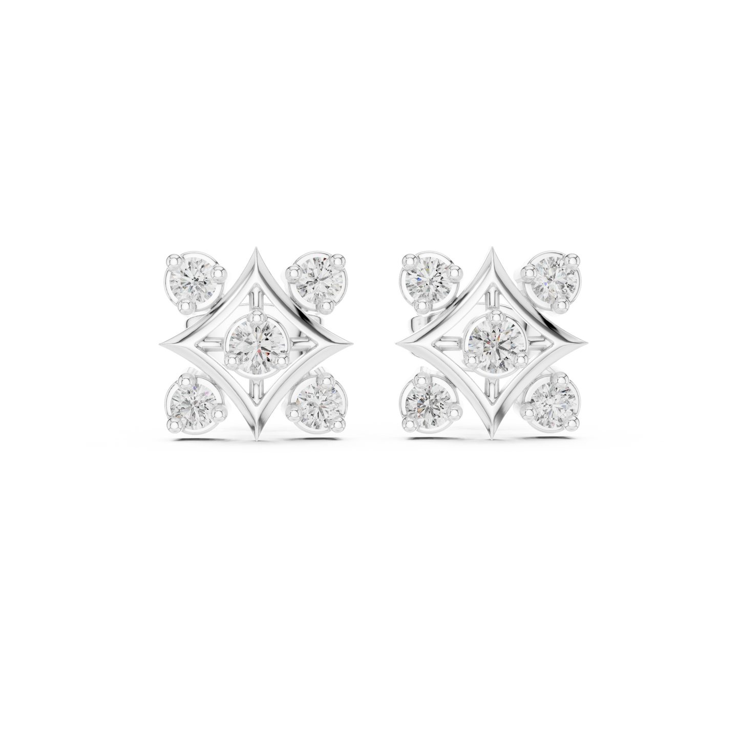 Diamond Compass Starburst Geometric Studs
