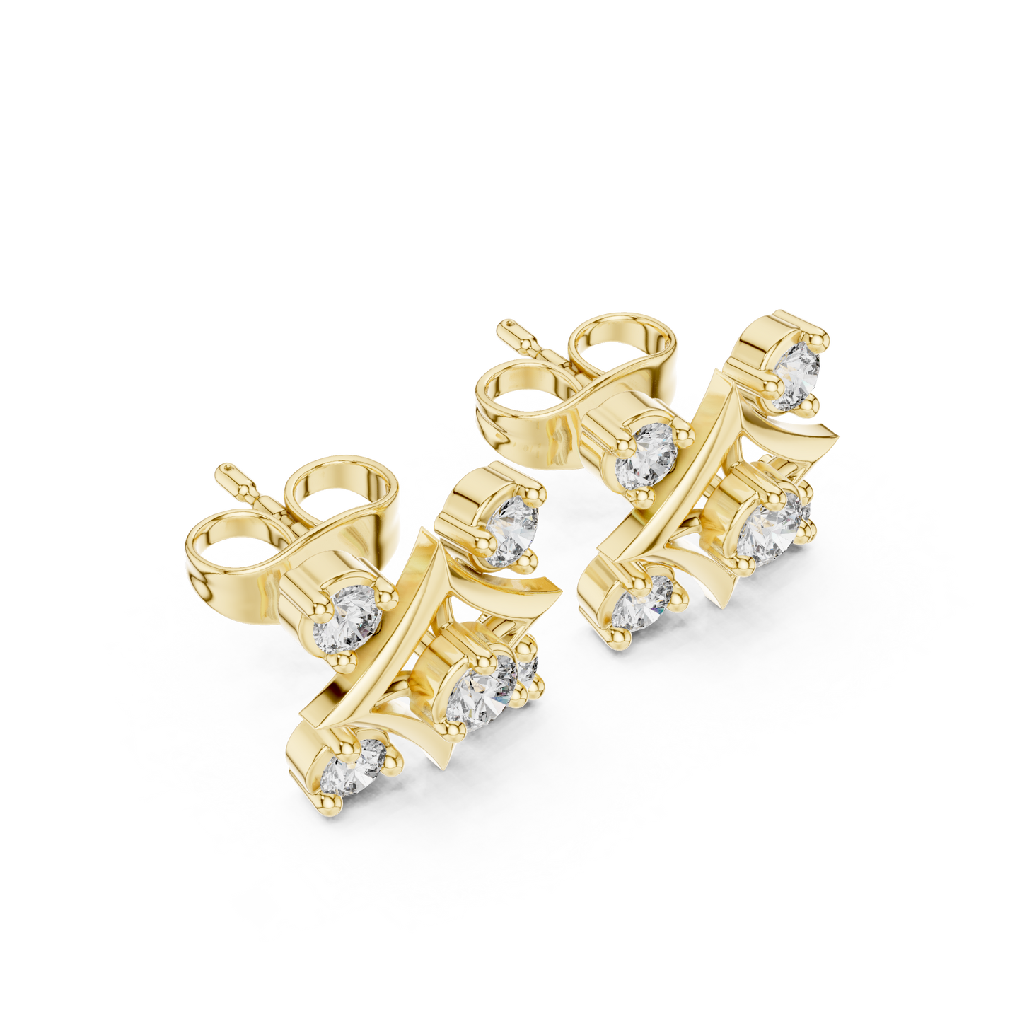 Diamond Compass Starburst Geometric Studs