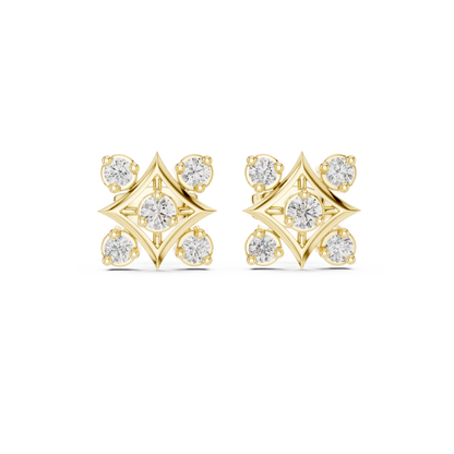 Diamond Compass Starburst Geometric Studs