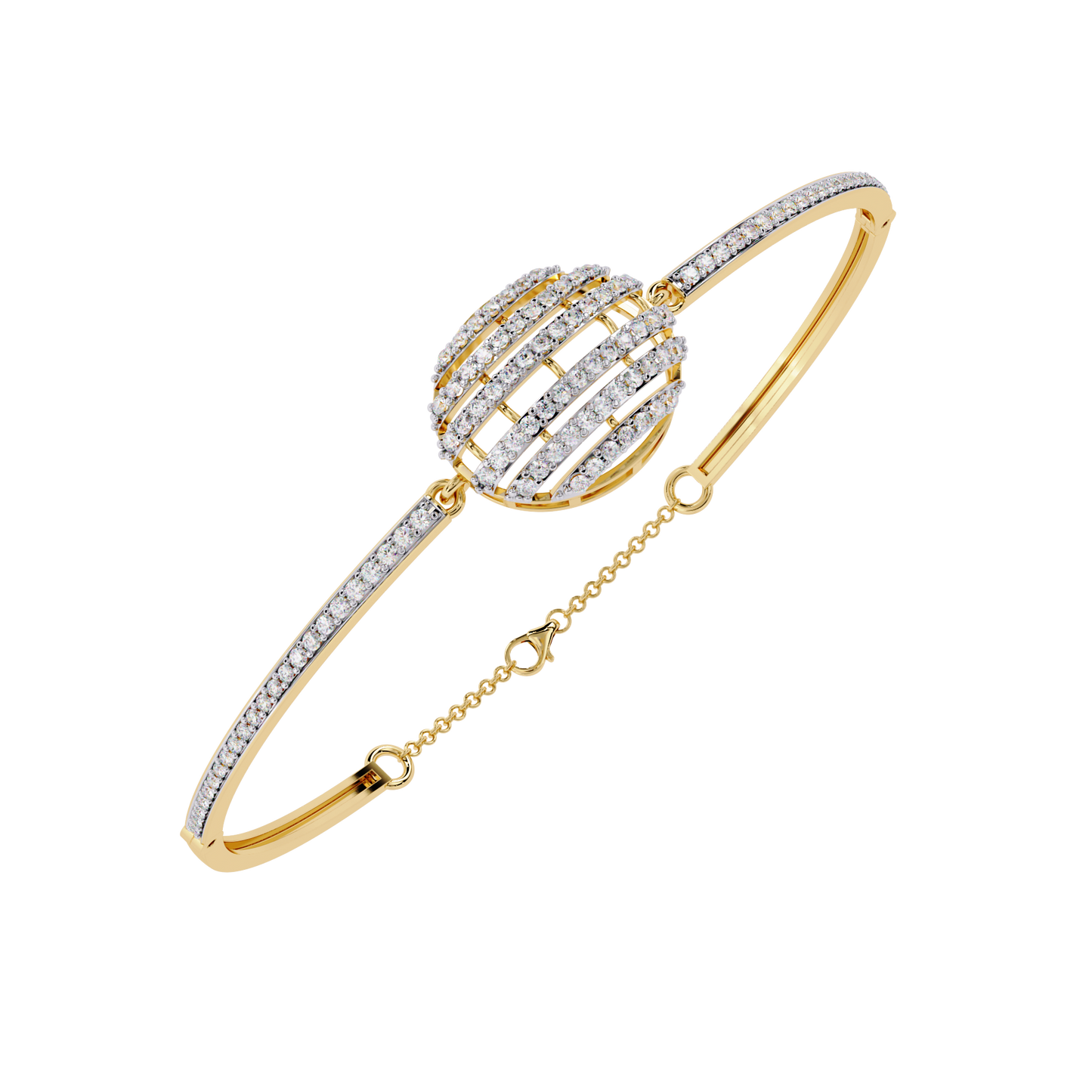 Celeste Orb Diamond Bangle Yellow Gold