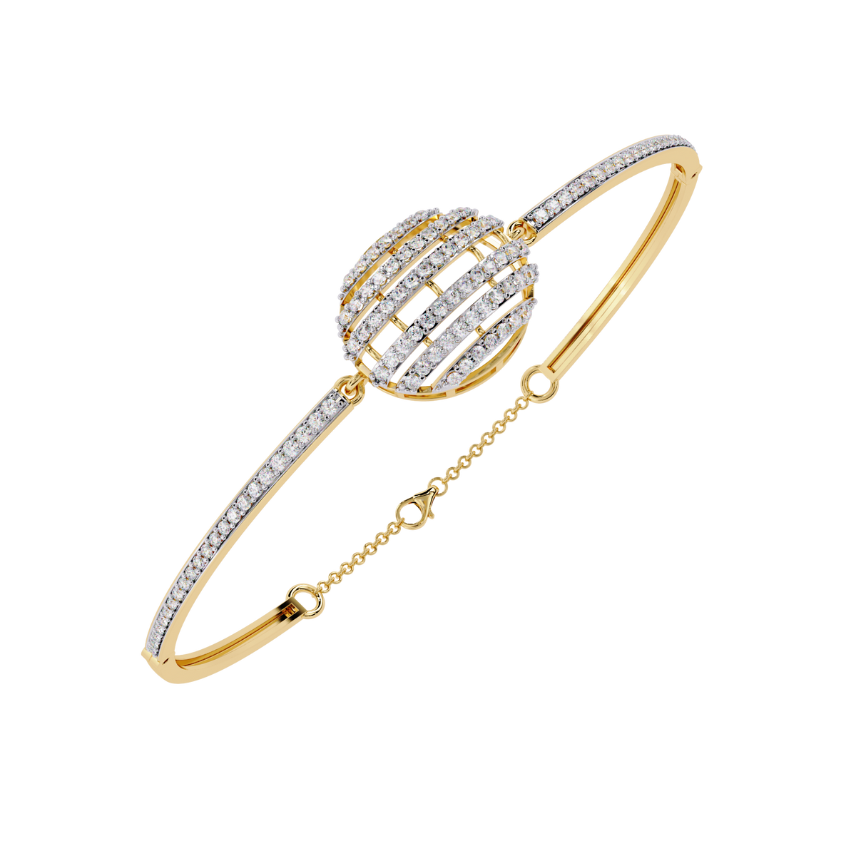 Celeste Orb Diamond Bangle Yellow Gold