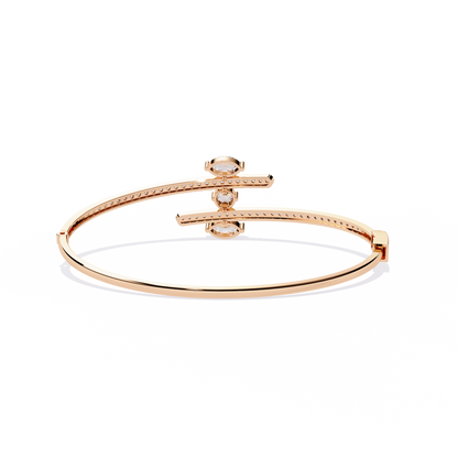 Modern Open Diamond Bangle Rose Gold