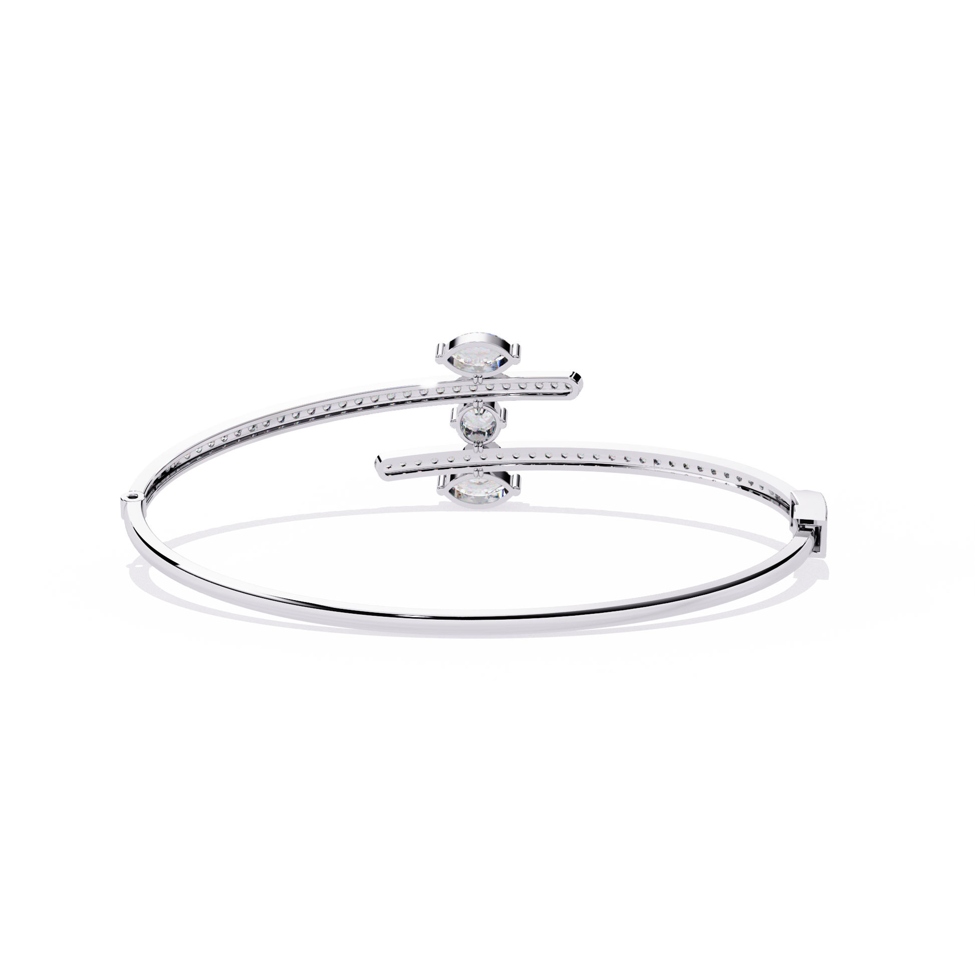 Modern Open Diamond Bangle White Gold