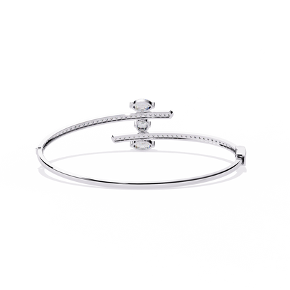 Modern Open Diamond Bangle White Gold