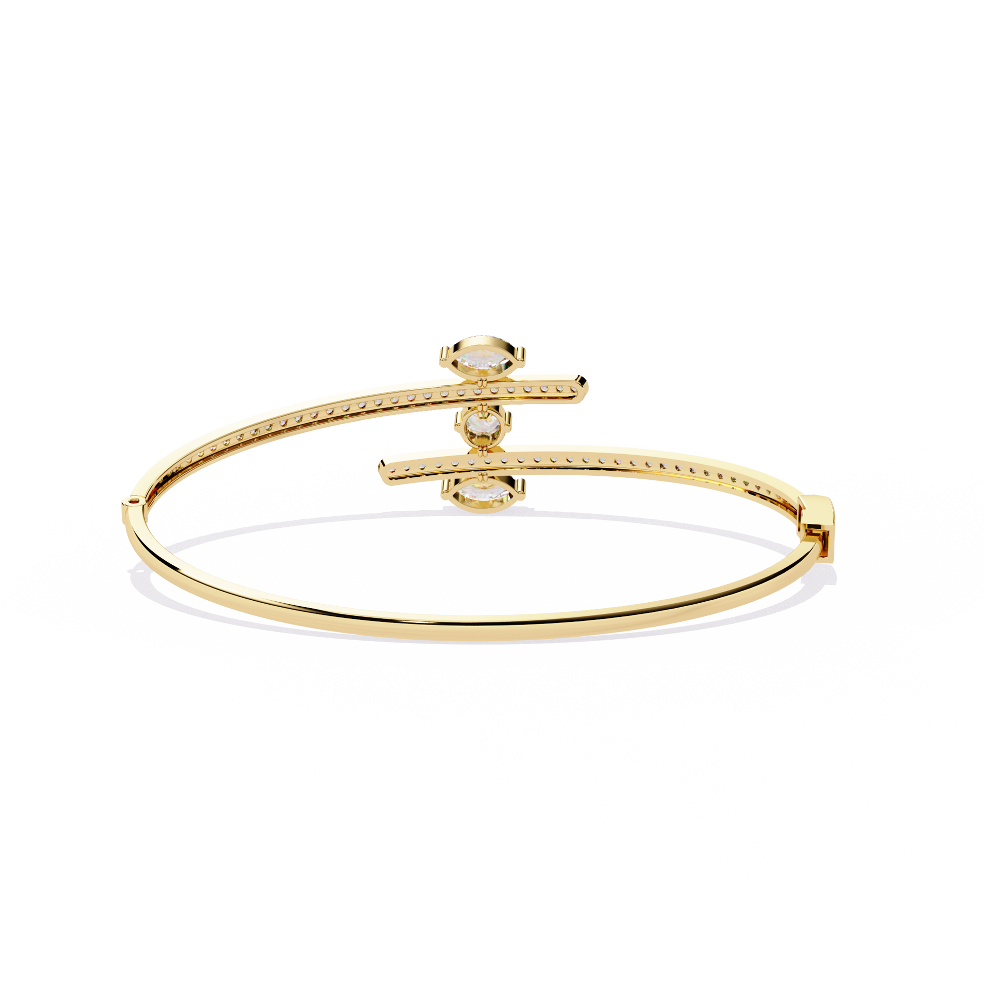 Modern Open Diamond Bangle Yellow Gold