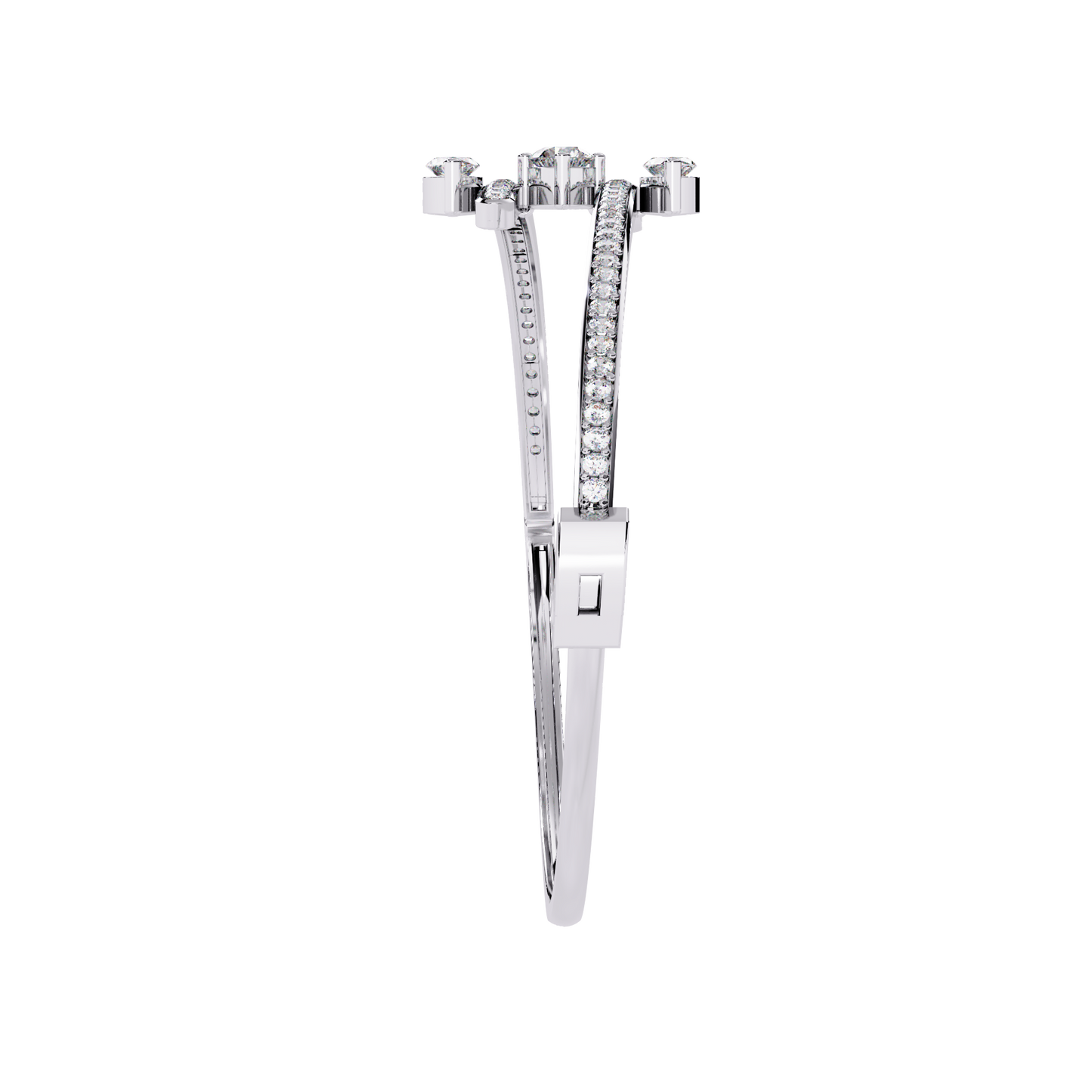 Modern Open Diamond Bangle White Gold