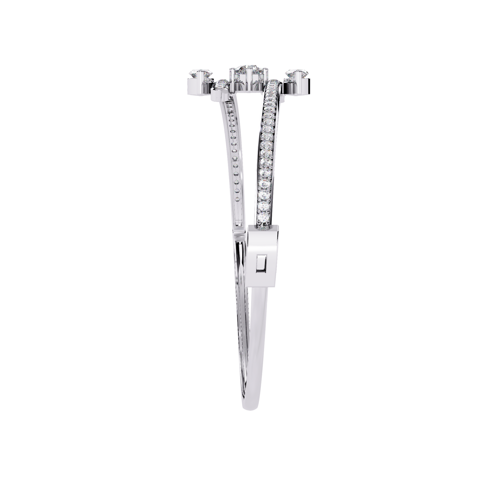 Modern Open Diamond Bangle White Gold