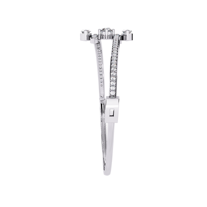 Modern Open Diamond Bangle White Gold