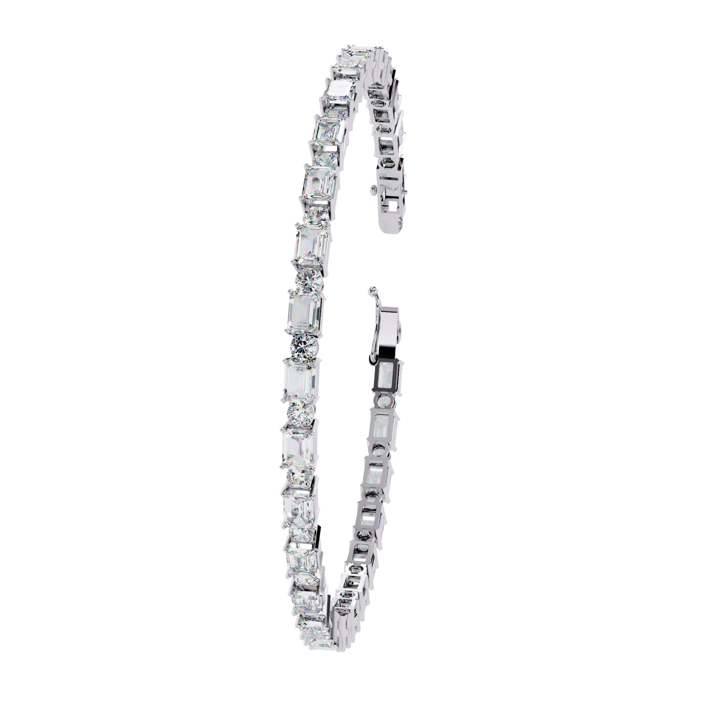 Emerald & Round Diamond Tennis Bracelet