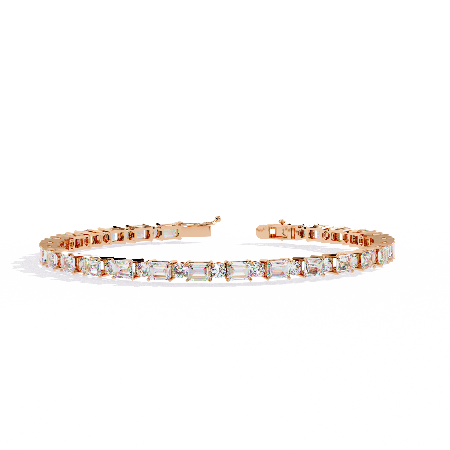 Emerald & Round Diamond Tennis Bracelet