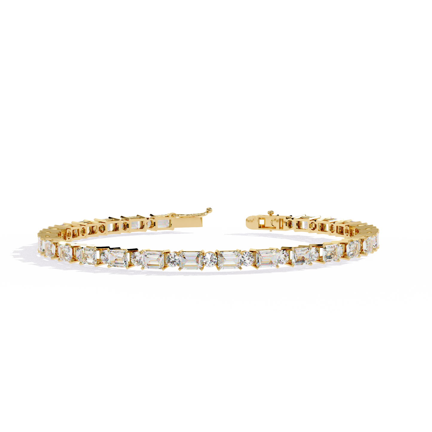 Emerald & Round Diamond Tennis Bracelet