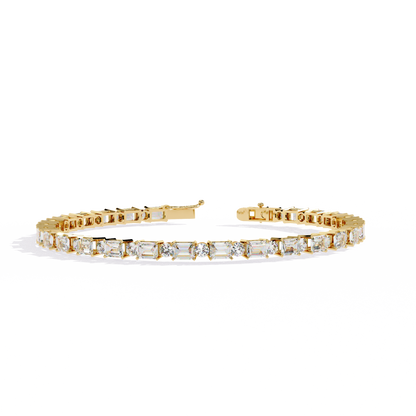 Emerald & Round Diamond Tennis Bracelet