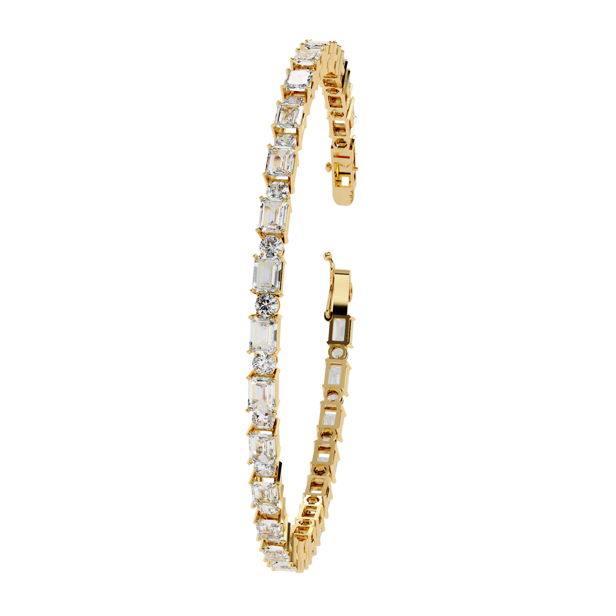 Emerald & Round Diamond Tennis Bracelet