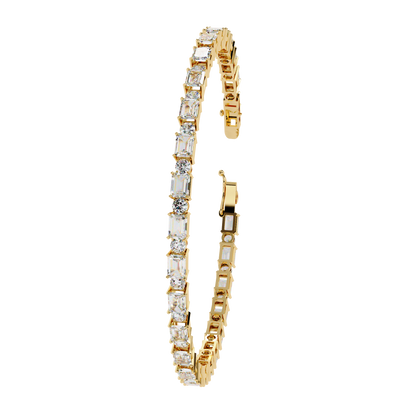 Emerald & Round Diamond Tennis Bracelet