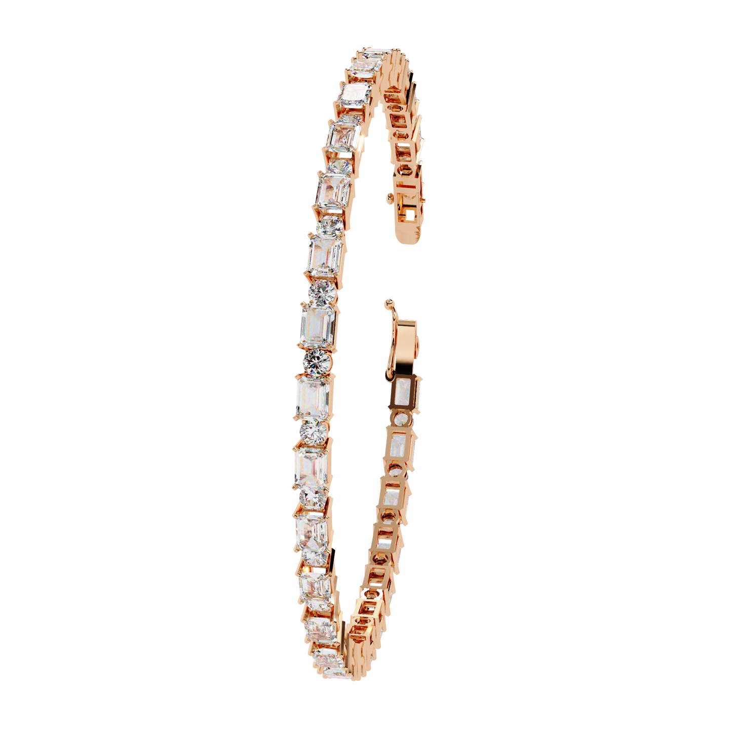 Emerald & Round Diamond Tennis Bracelet
