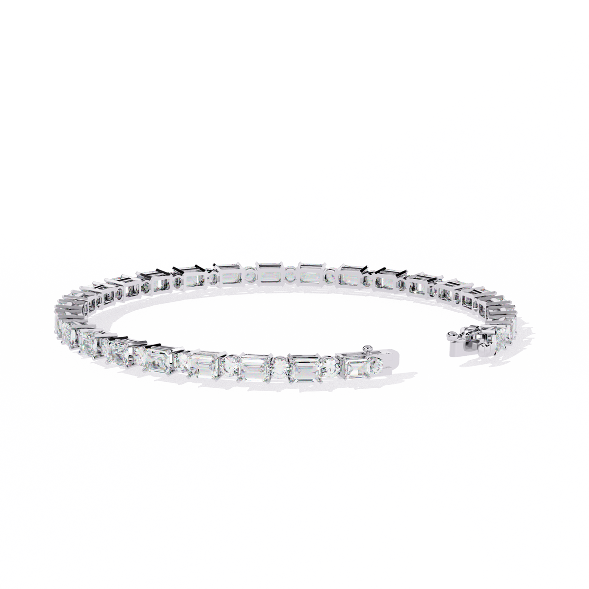 Emerald & Round Diamond Tennis Bracelet