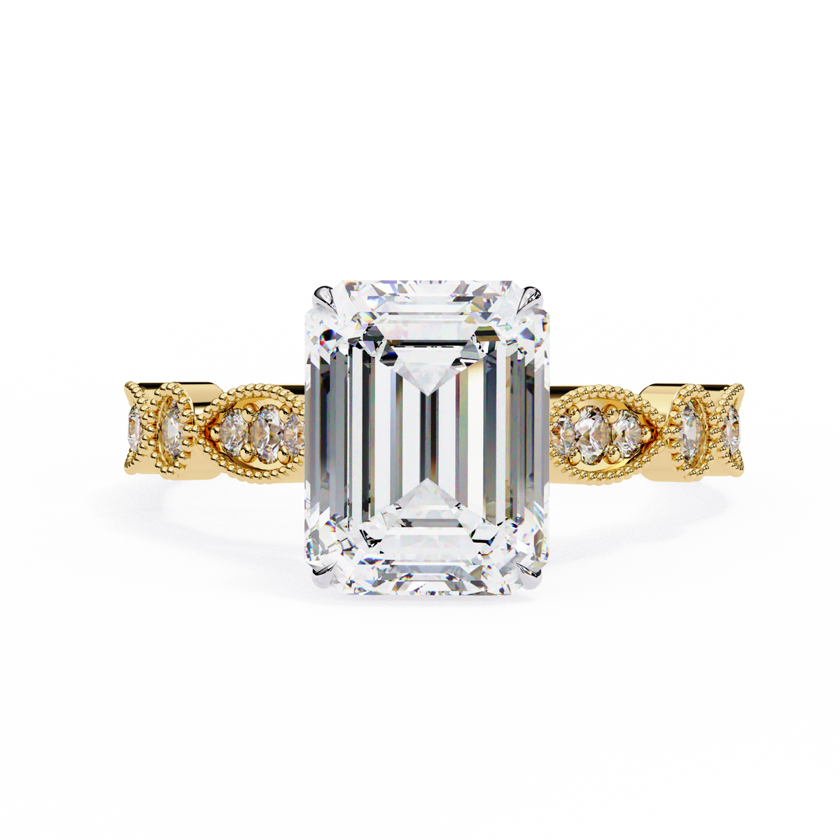 Emerald Elegance Diamond Ring Yellow Gold 