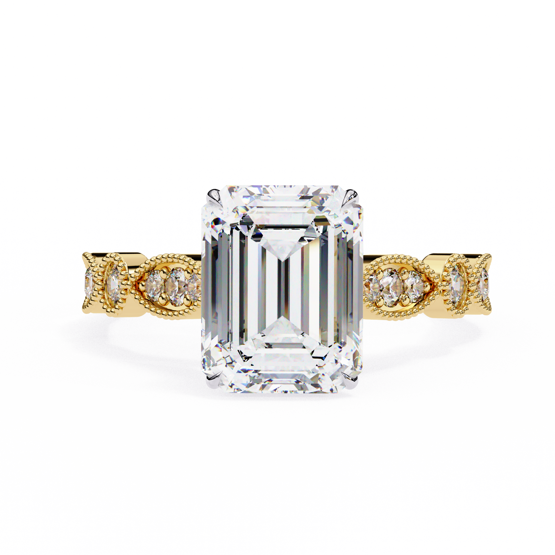 Emerald Elegance Diamond Ring Yellow Gold 