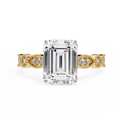 Emerald Elegance Diamond Ring Yellow Gold 