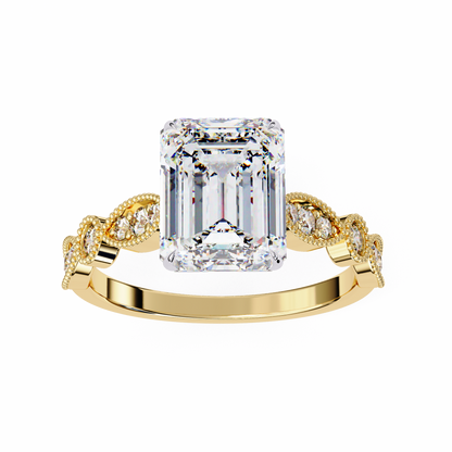 Emerald Elegance Diamond Ring Yellow Gold 
