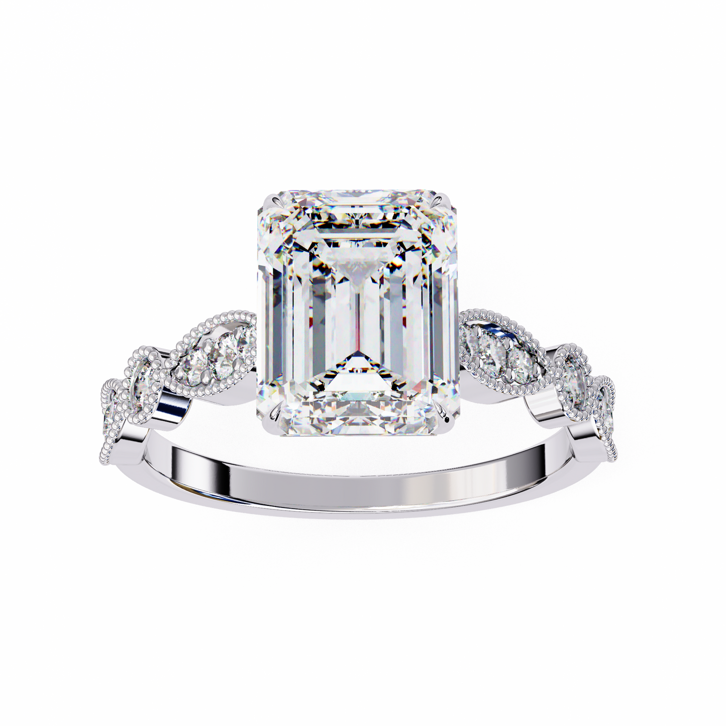 Emerald Elegance Diamond Ring White Gold 
