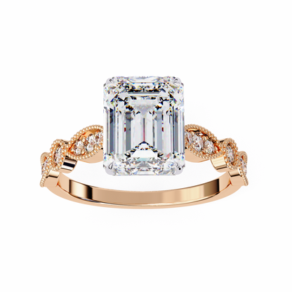 Emerald Elegance Diamond Ring Rose Gold 