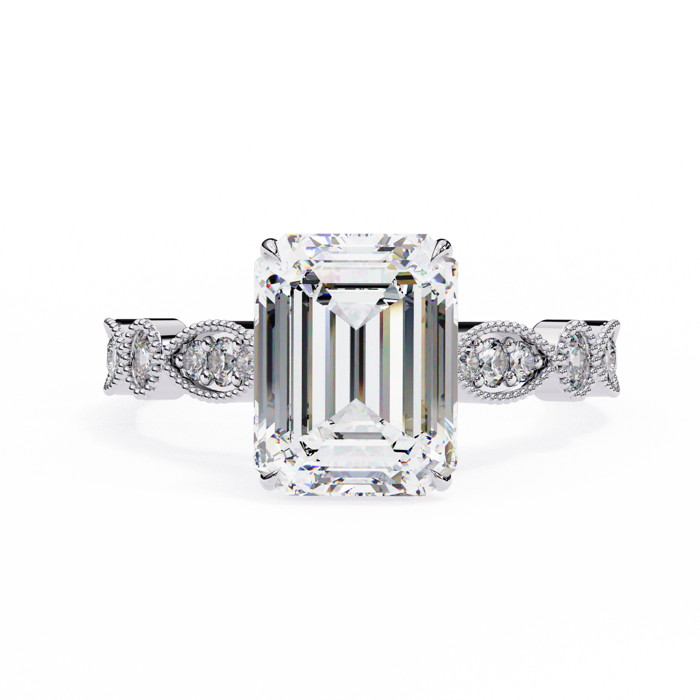 Emerald Elegance Diamond Ring White Gold 