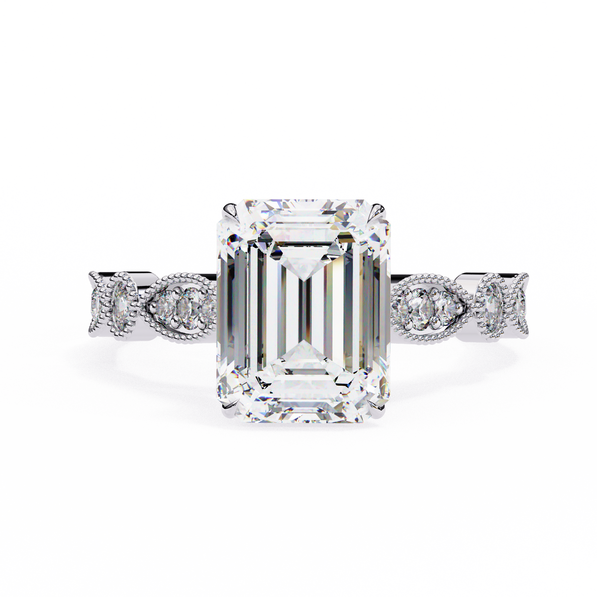 Emerald Elegance Diamond Ring White Gold 