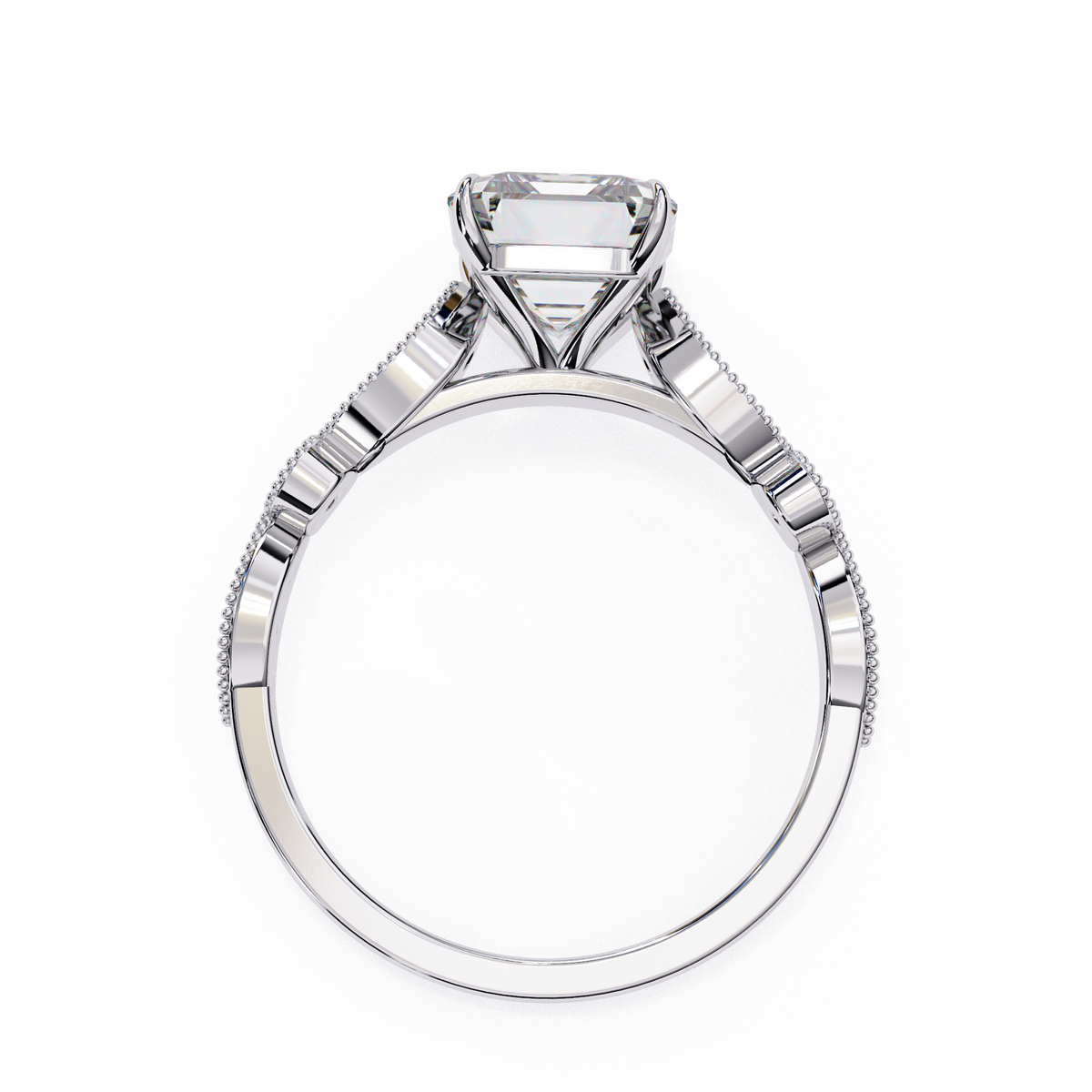 Emerald Elegance Diamond Ring White Gold 