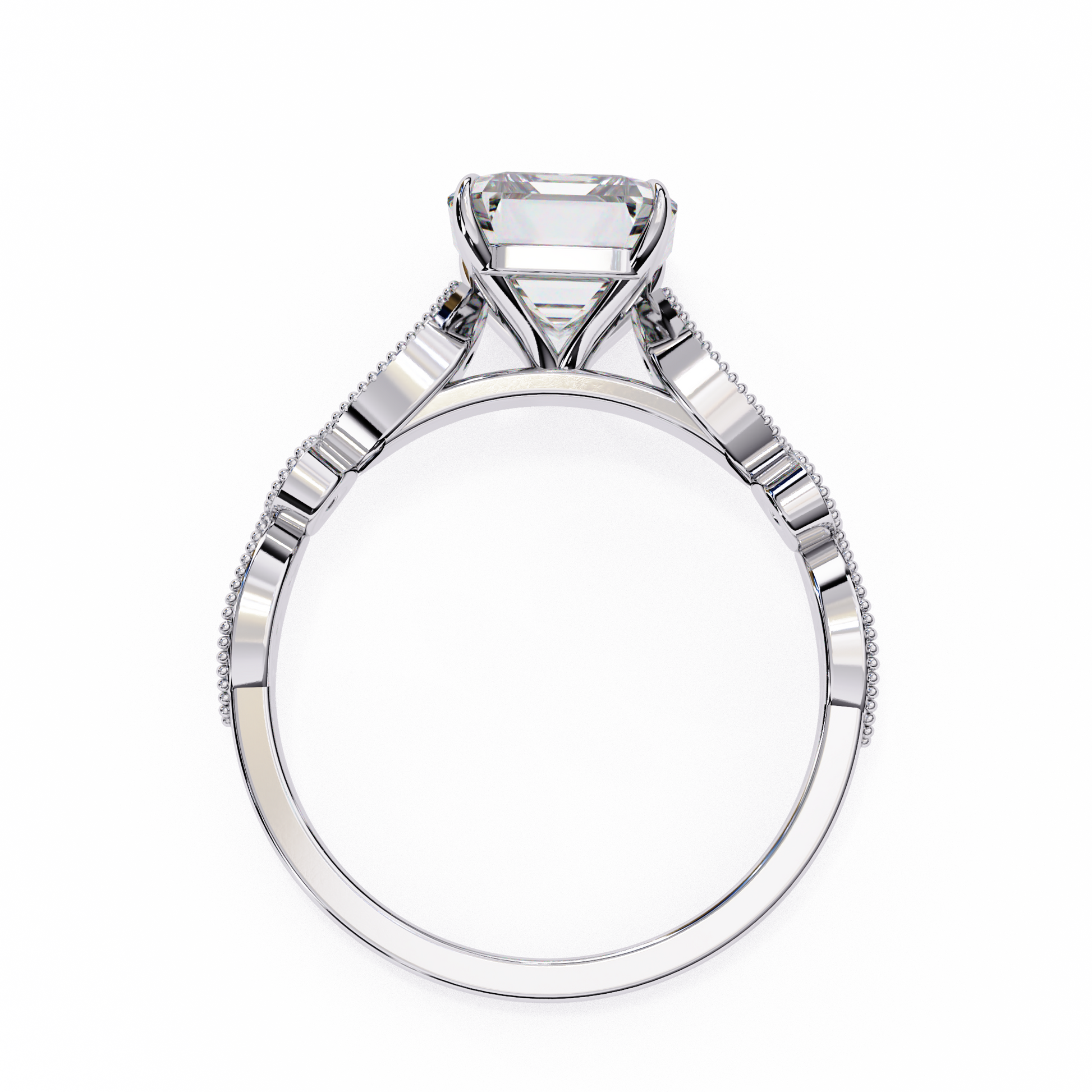 Emerald Elegance Diamond Ring White Gold 