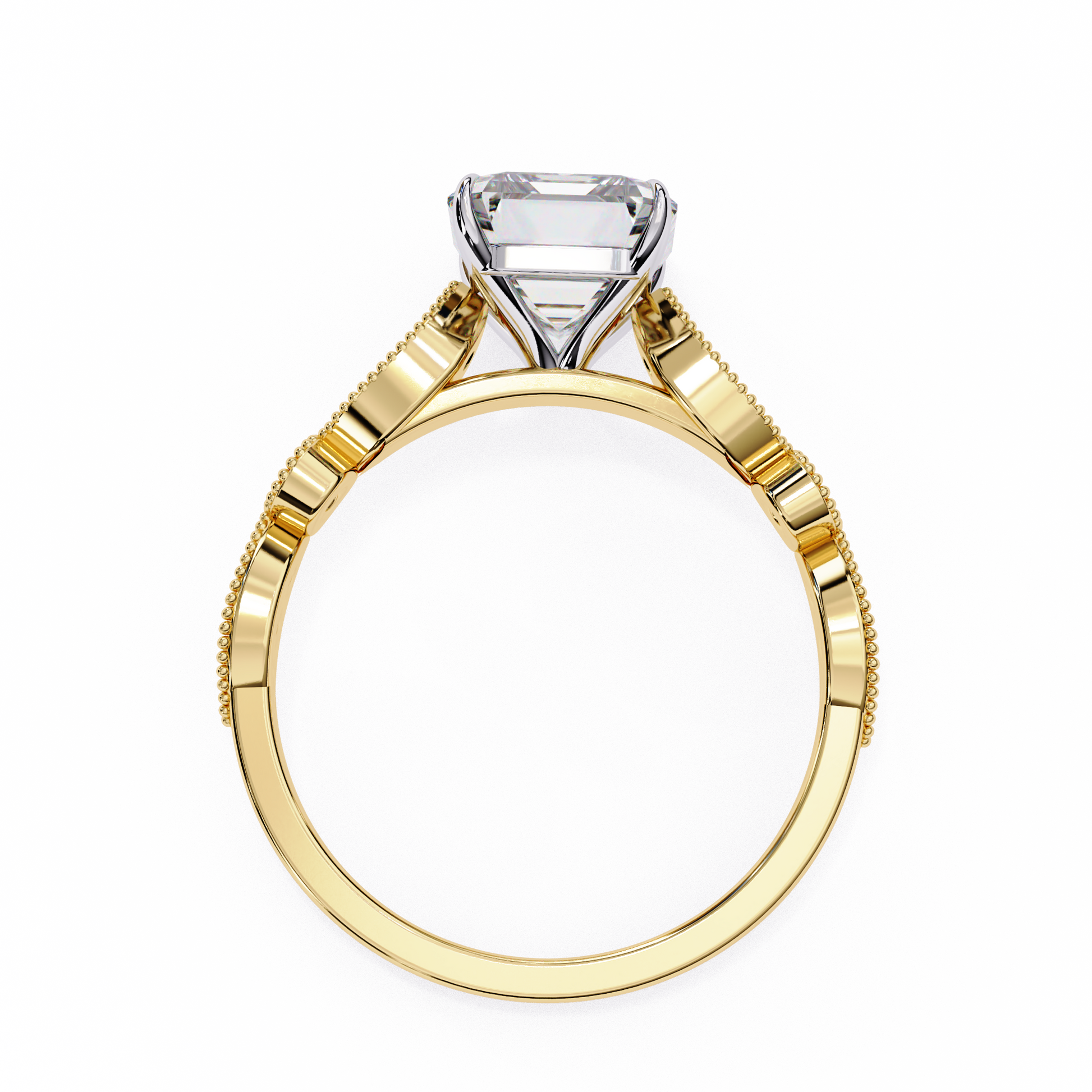 Emerald Elegance Diamond Ring Yellow Gold 