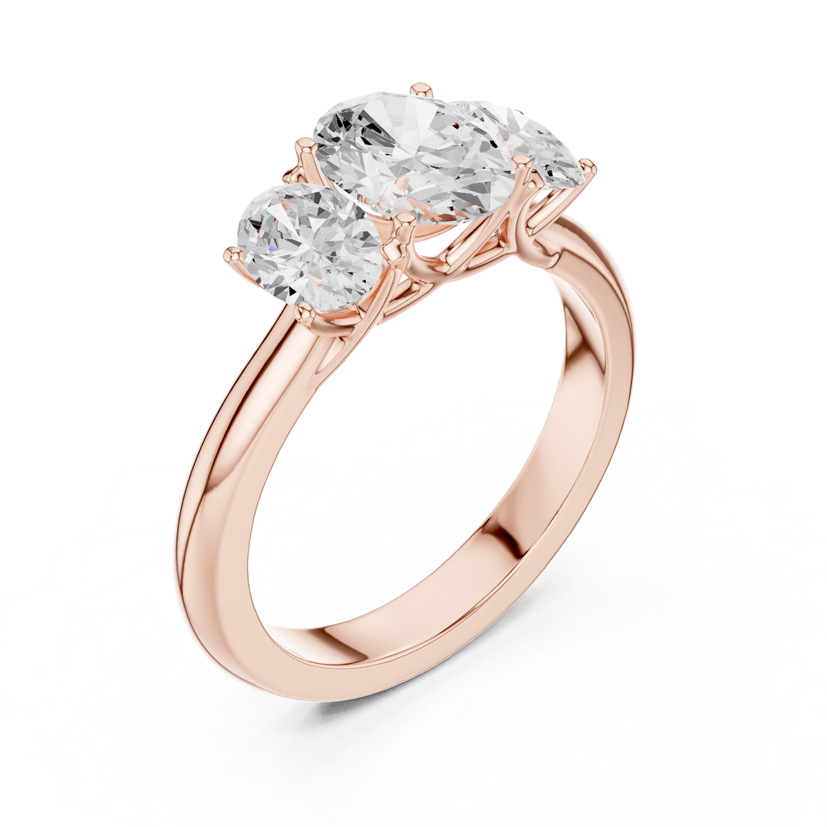 Elegant Three-Stone Oval Cut Diamond Ring
