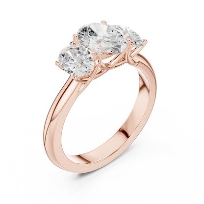 Elegant Three-Stone Oval Cut Diamond Ring